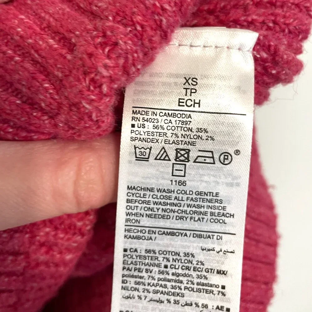 OLD NAVY Shaker Stitch Cardigan Sweater Magenta / Berry Pink Chunky Knit Relaxed - Picture 12 of 15